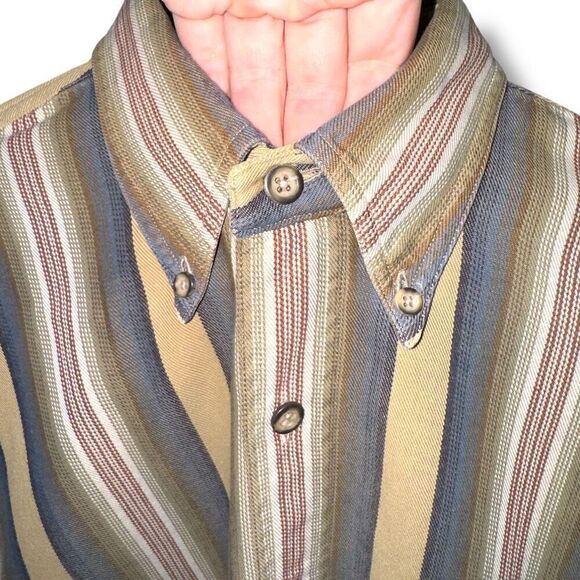 GANT Brown and Green Chelsea Twill Button Down Shirt Size M - Picture 5 of 9